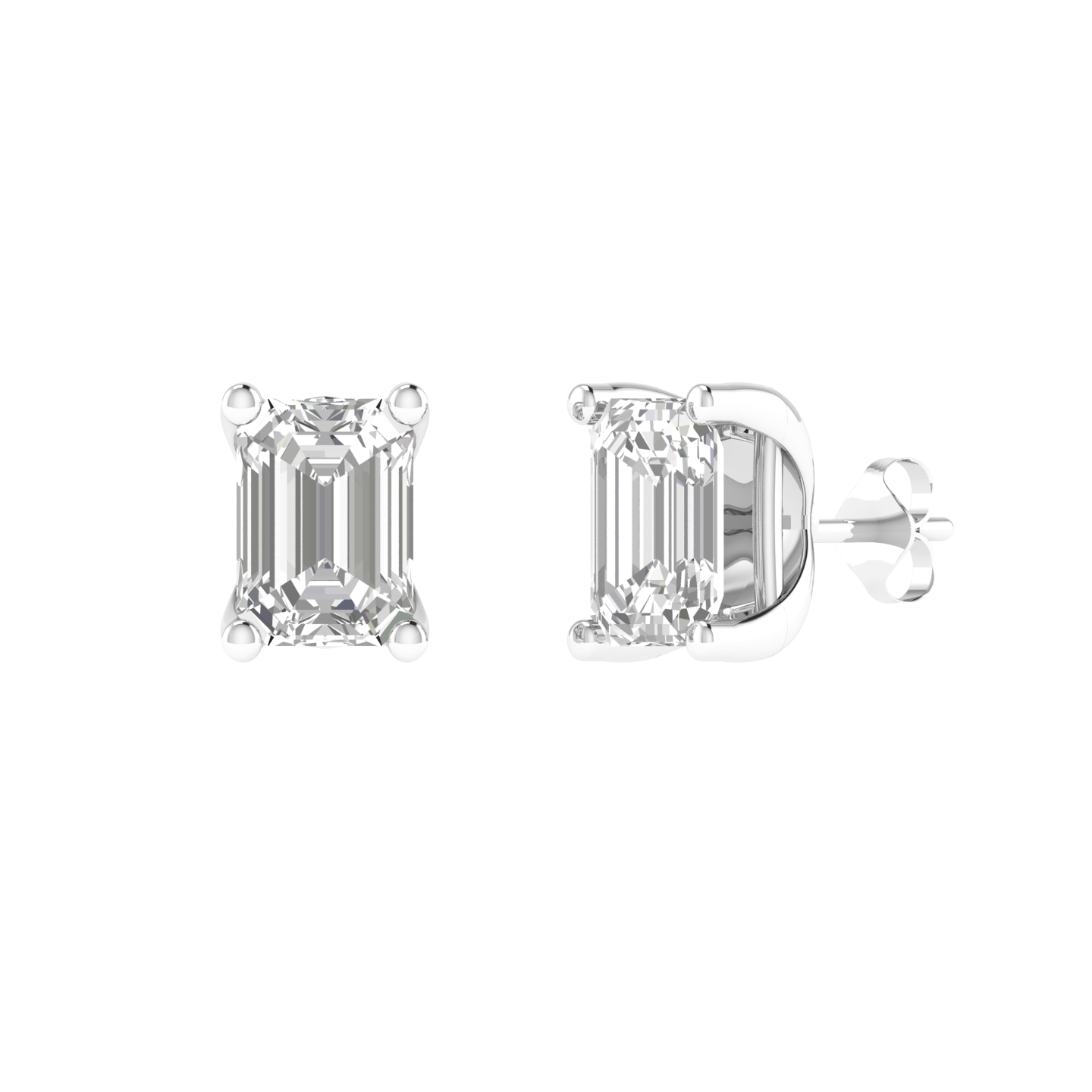 1 carat emerald solitaire earrings - White