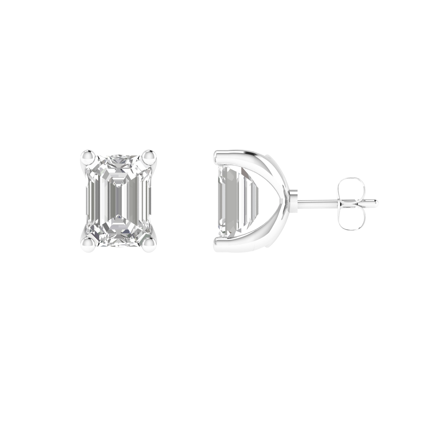 1 carat emerald solitaire earrings - White