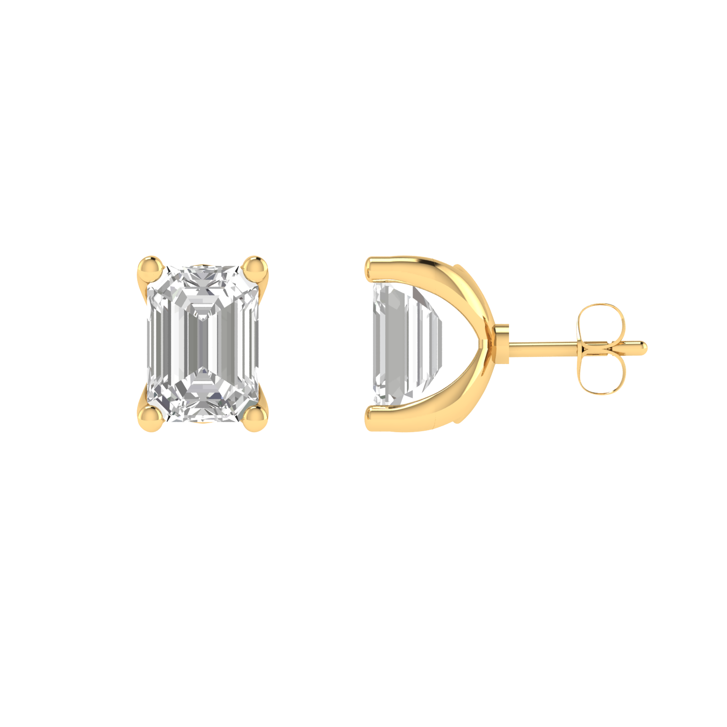 1 carat emerald solitaire earrings - Gold