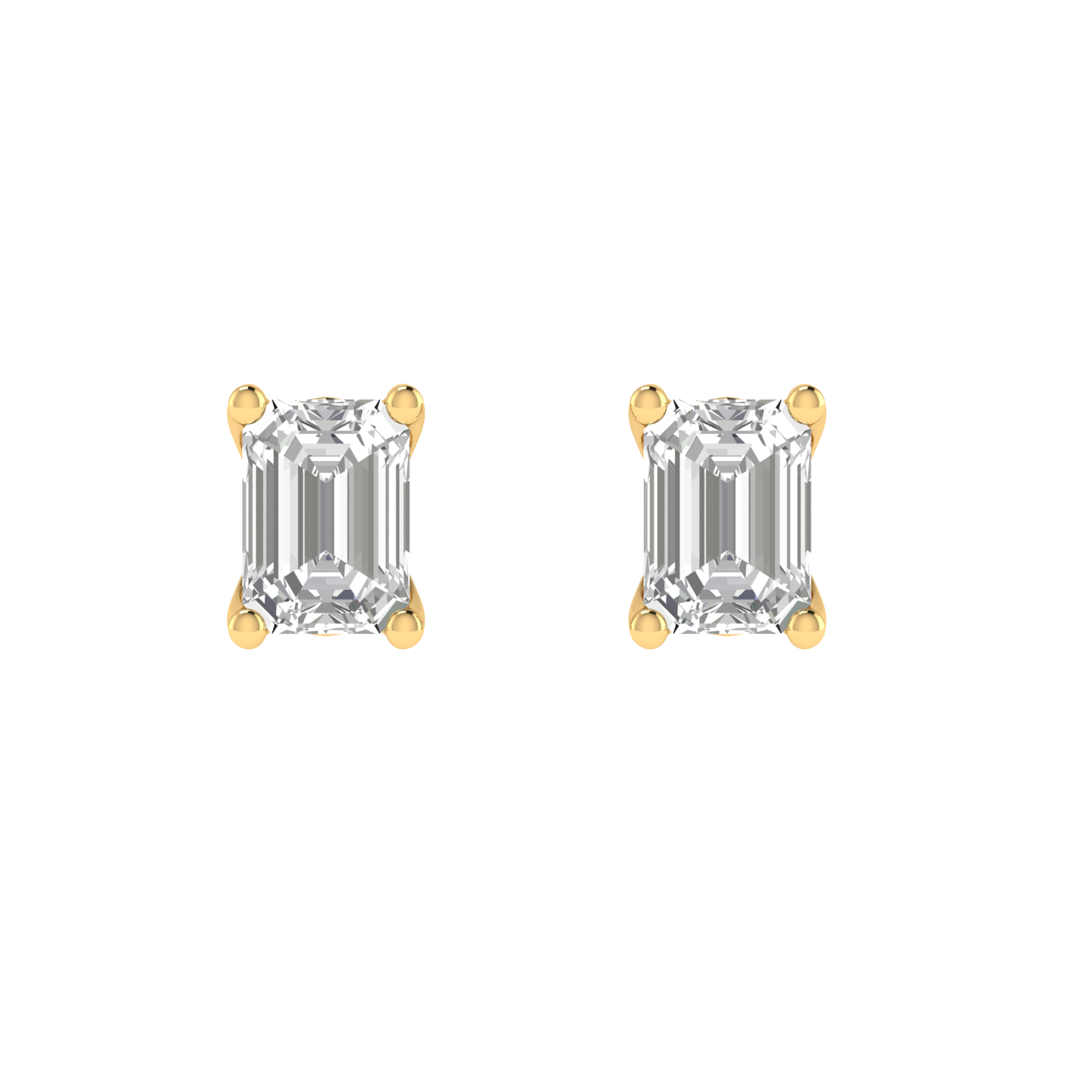 1 carat emerald solitaire earrings - Gold