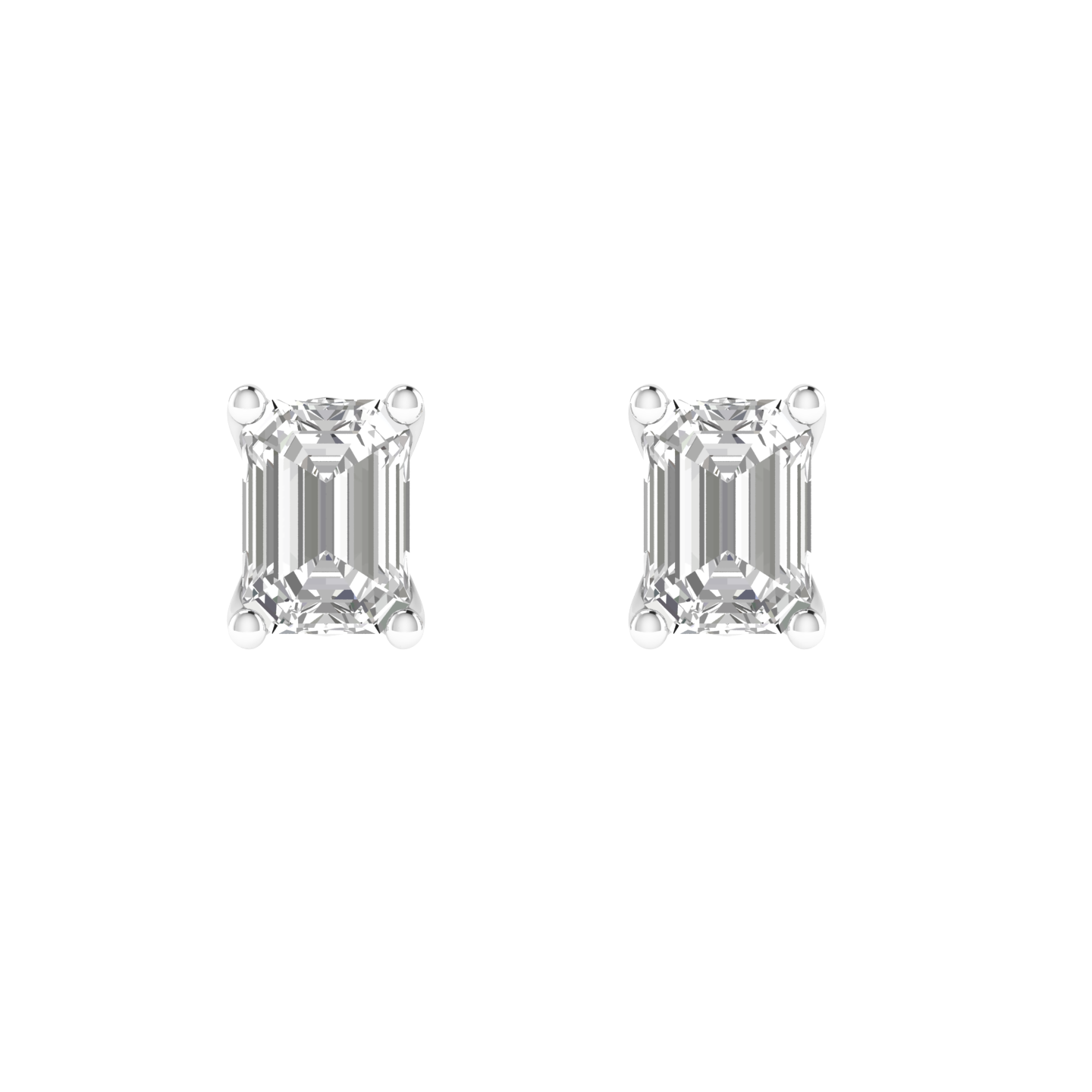 1 carat emerald solitaire earrings - White