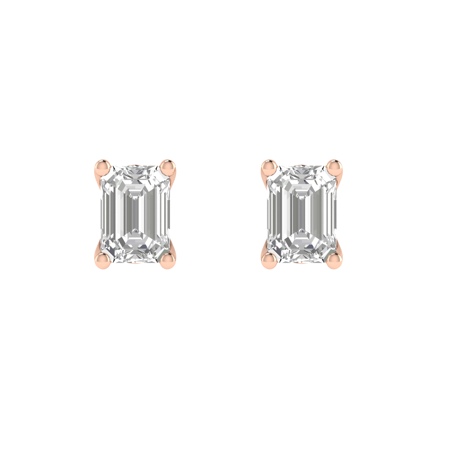 1 carat emerald solitaire earrings - Rose