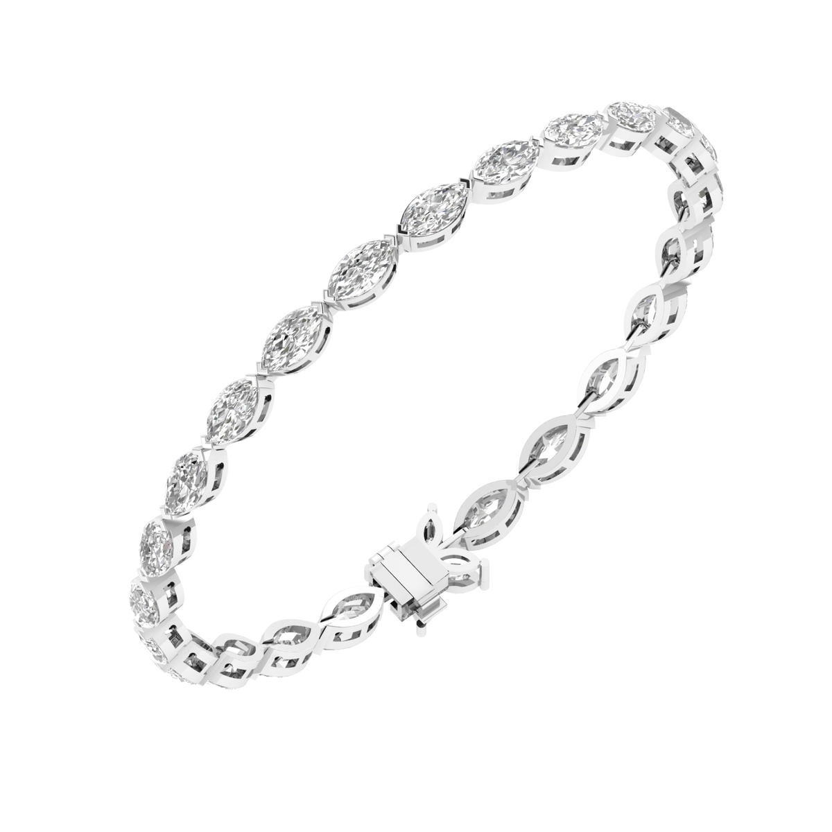 Lab Grown Classic Marquise tennis bracelet - White