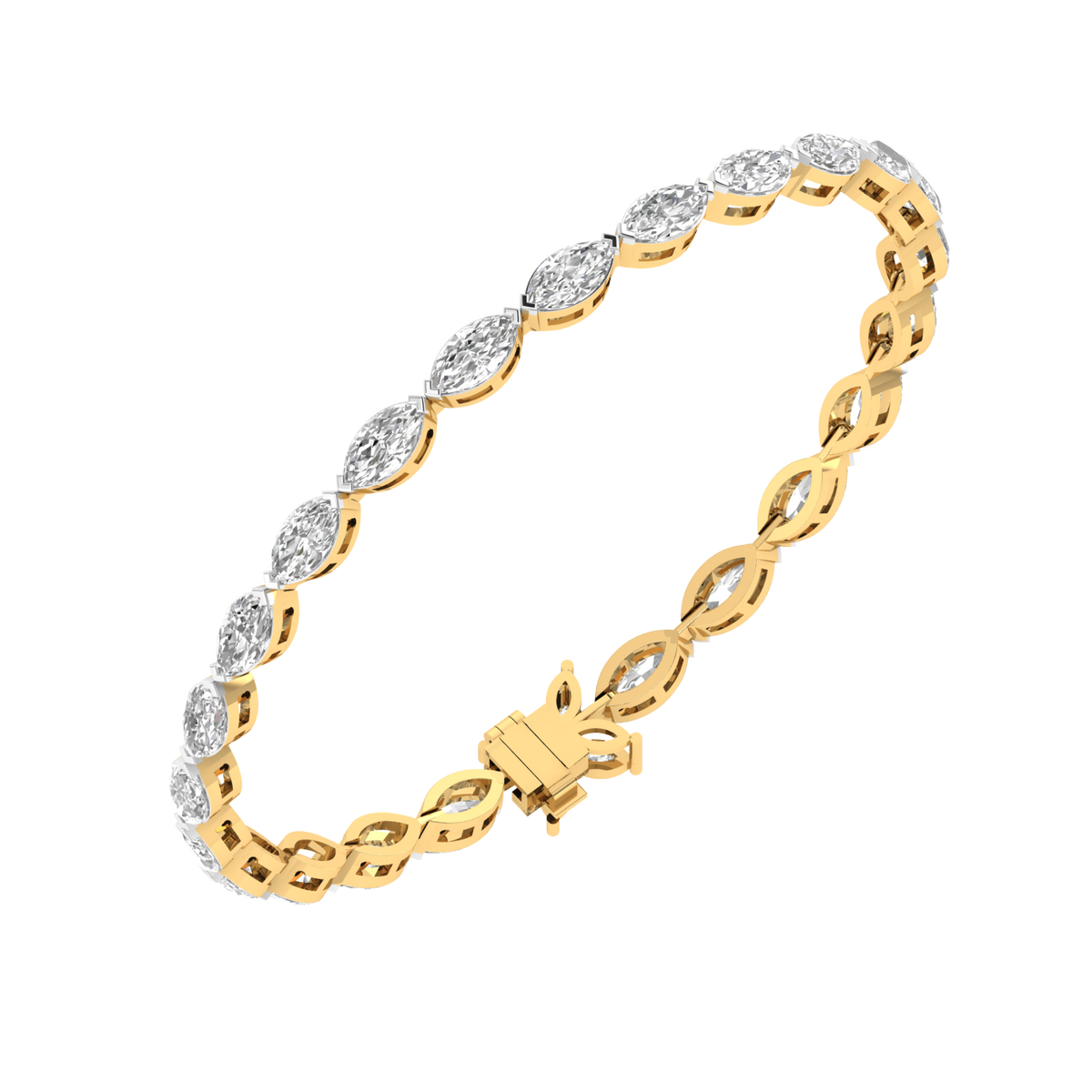 Lab Grown Classic Marquise tennis bracelet - Gold