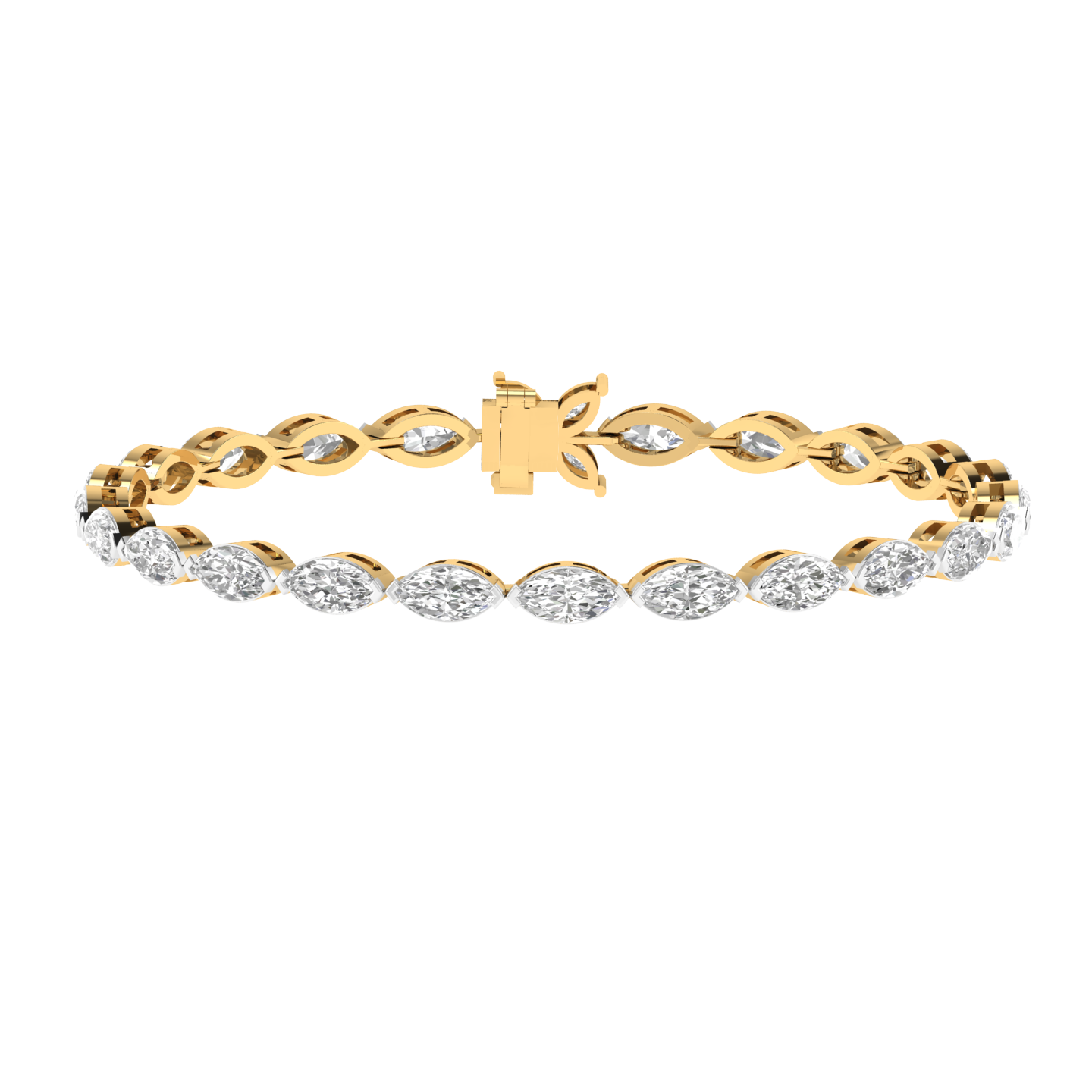 Lab Grown Classic Marquise tennis bracelet - Gold