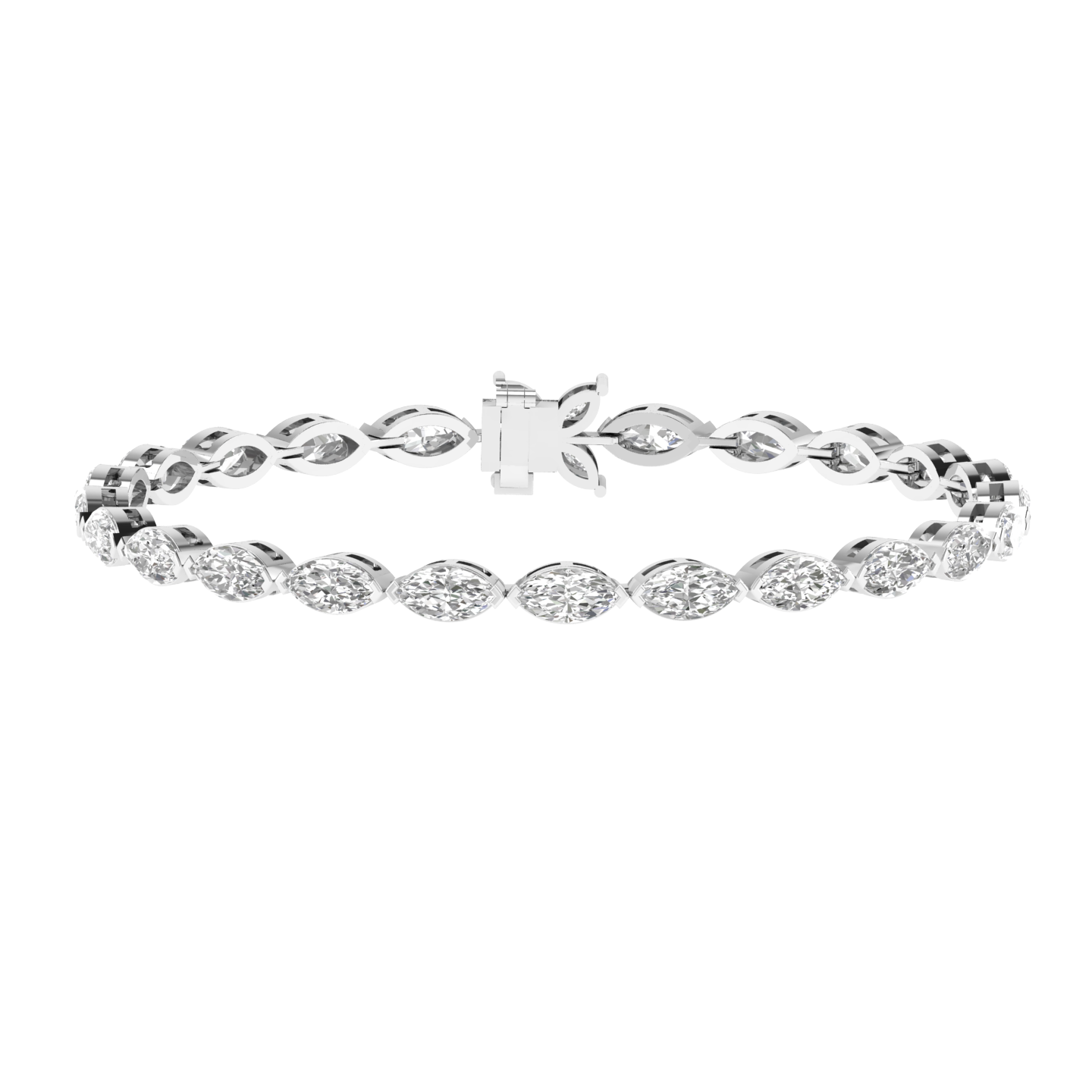 Lab Grown Classic Marquise tennis bracelet - White