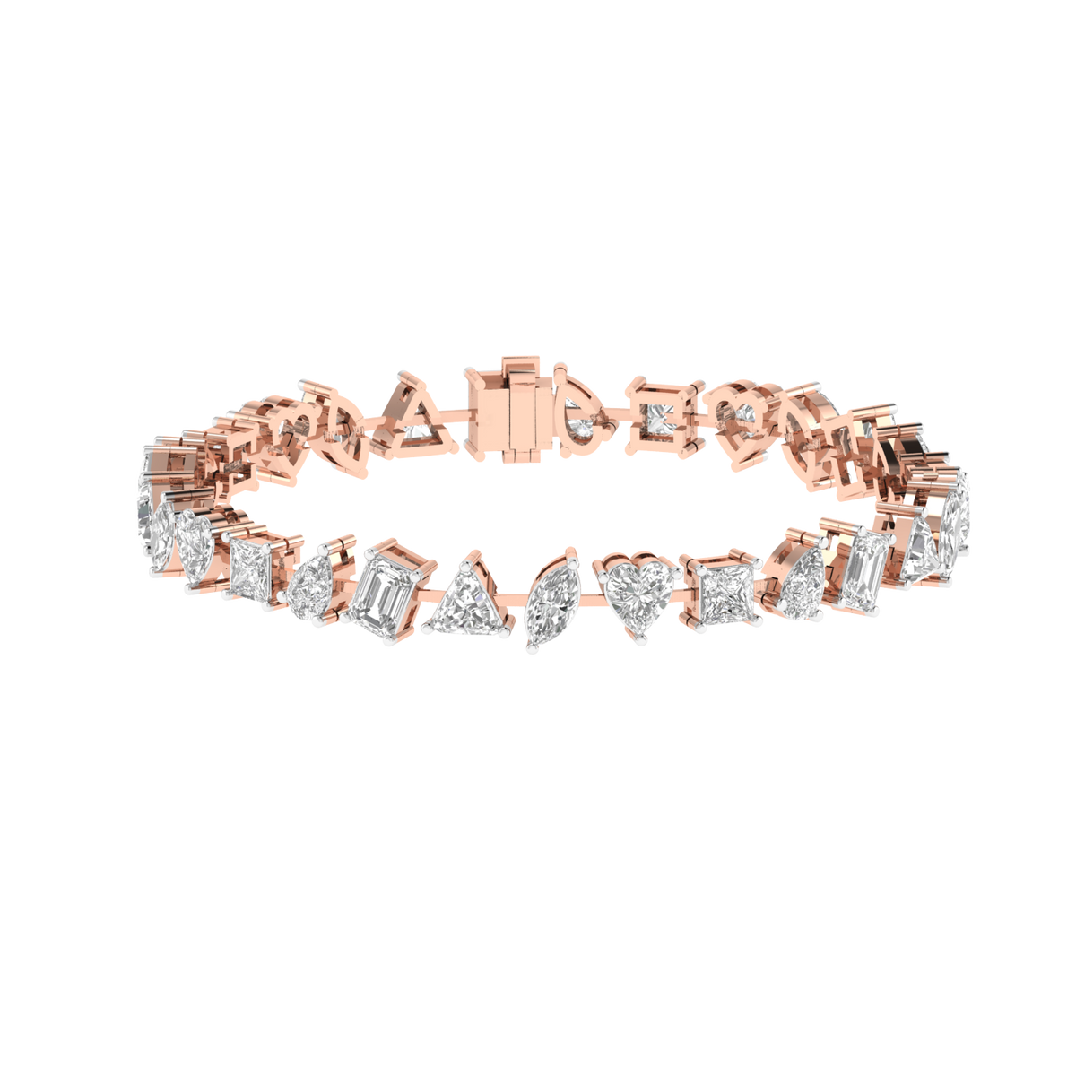 Lab Grown Multi shape bracelet - Rose
