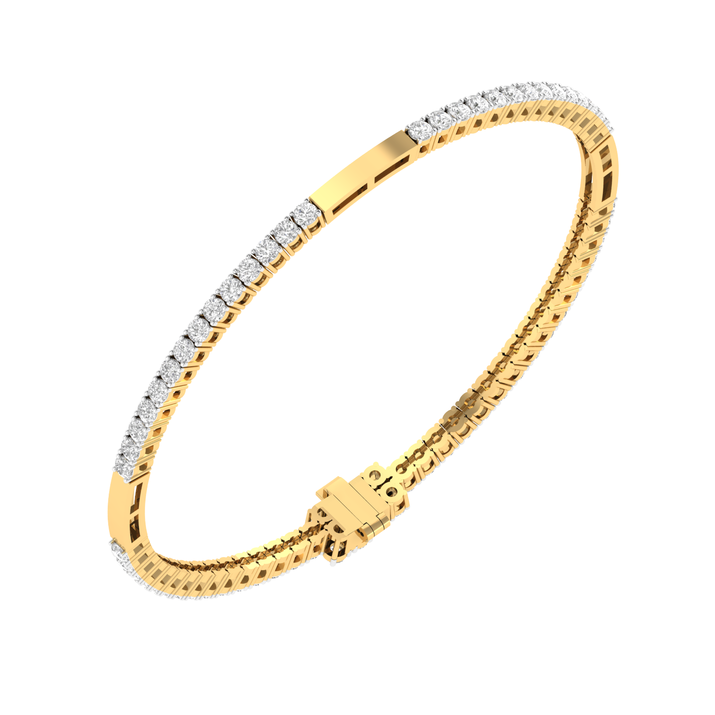 Lab Grown everyday wear 4 cent tennis bracelet - Gold