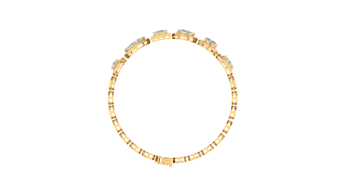 Lab Grown halo multi shape soliatire bracelet - Gold