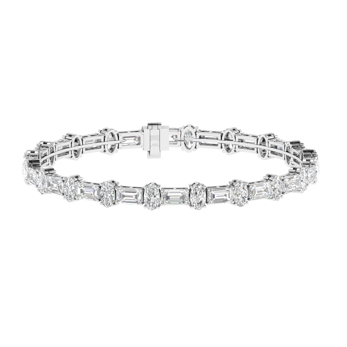 Lab Grown Emerald Oval Tennis bracelet - White