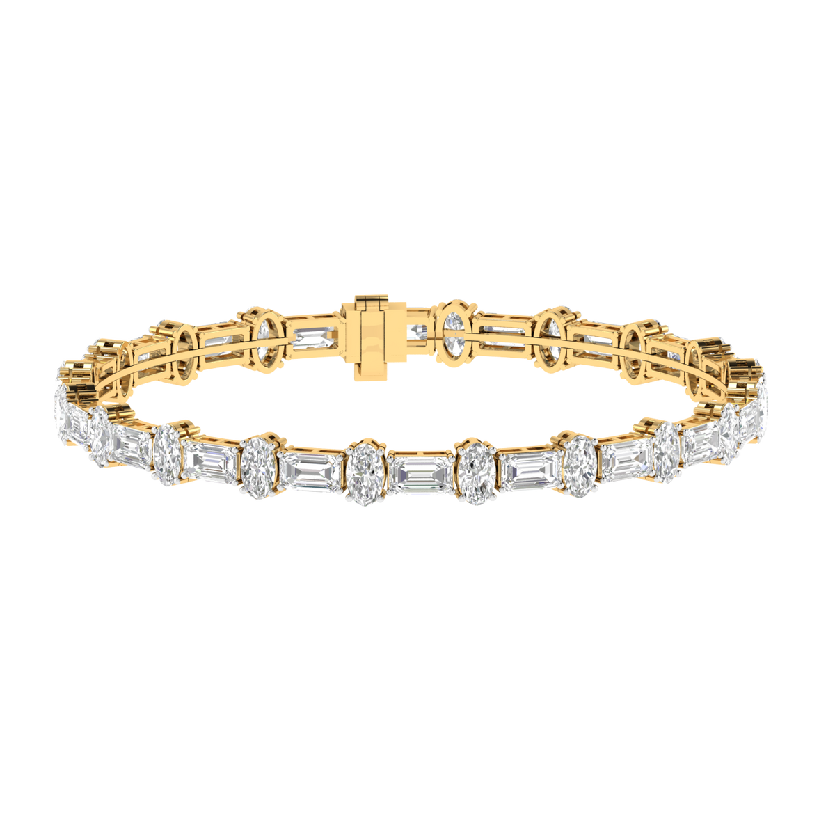Lab Grown Emerald Oval Tennis bracelet - Gold