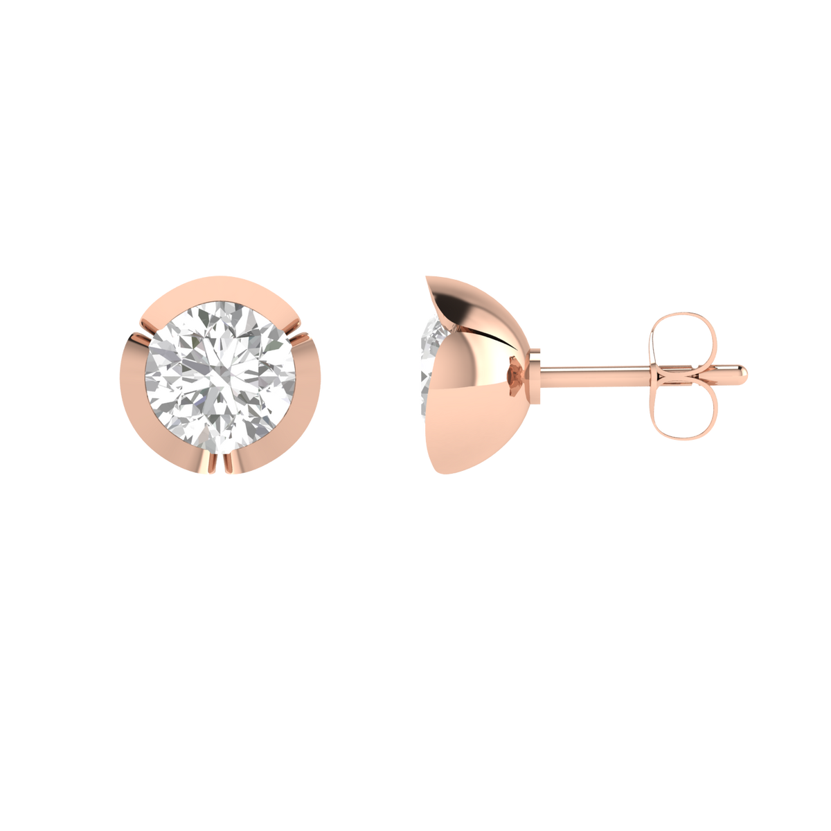 petal setting solitaire earrings - Rose