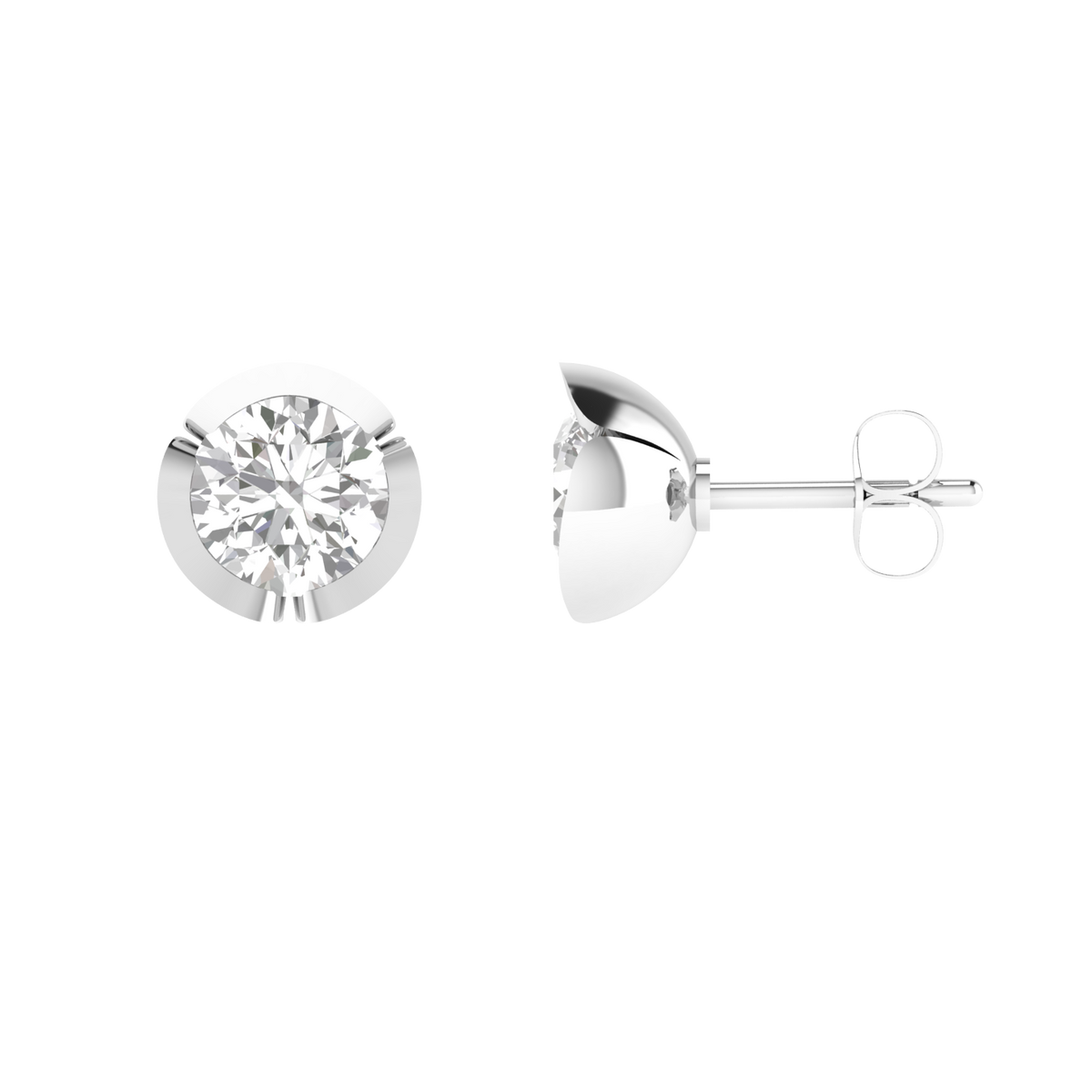 petal setting solitaire earrings - White