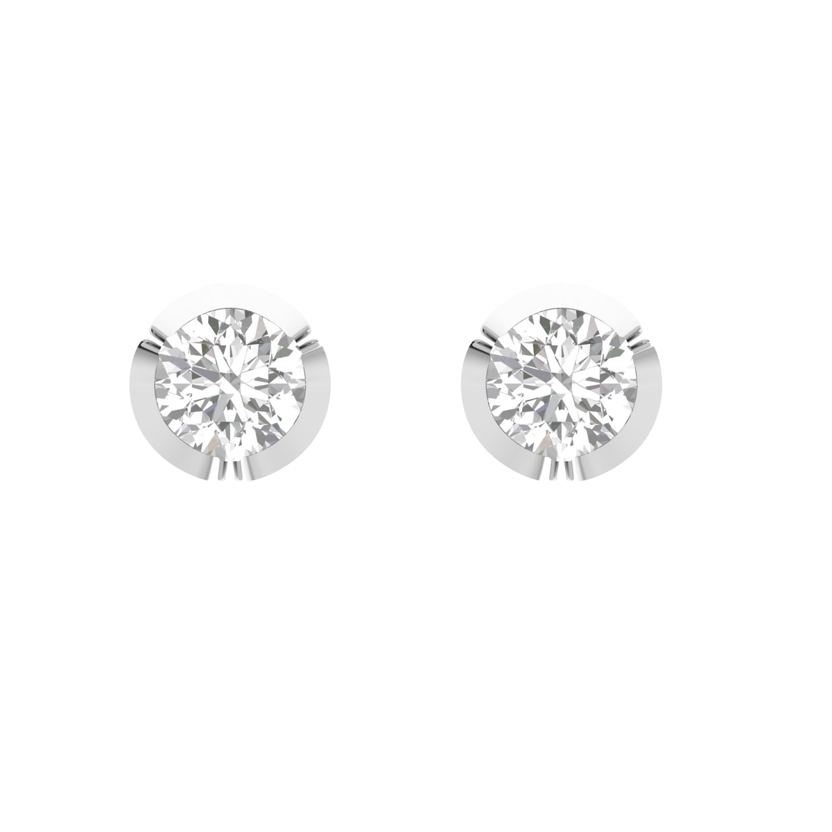 petal setting solitaire earrings - White