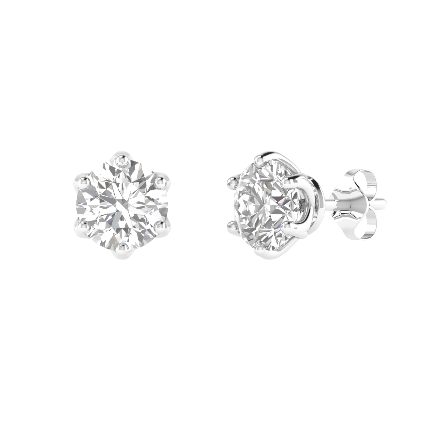 6 prongs solitaire earrings - White