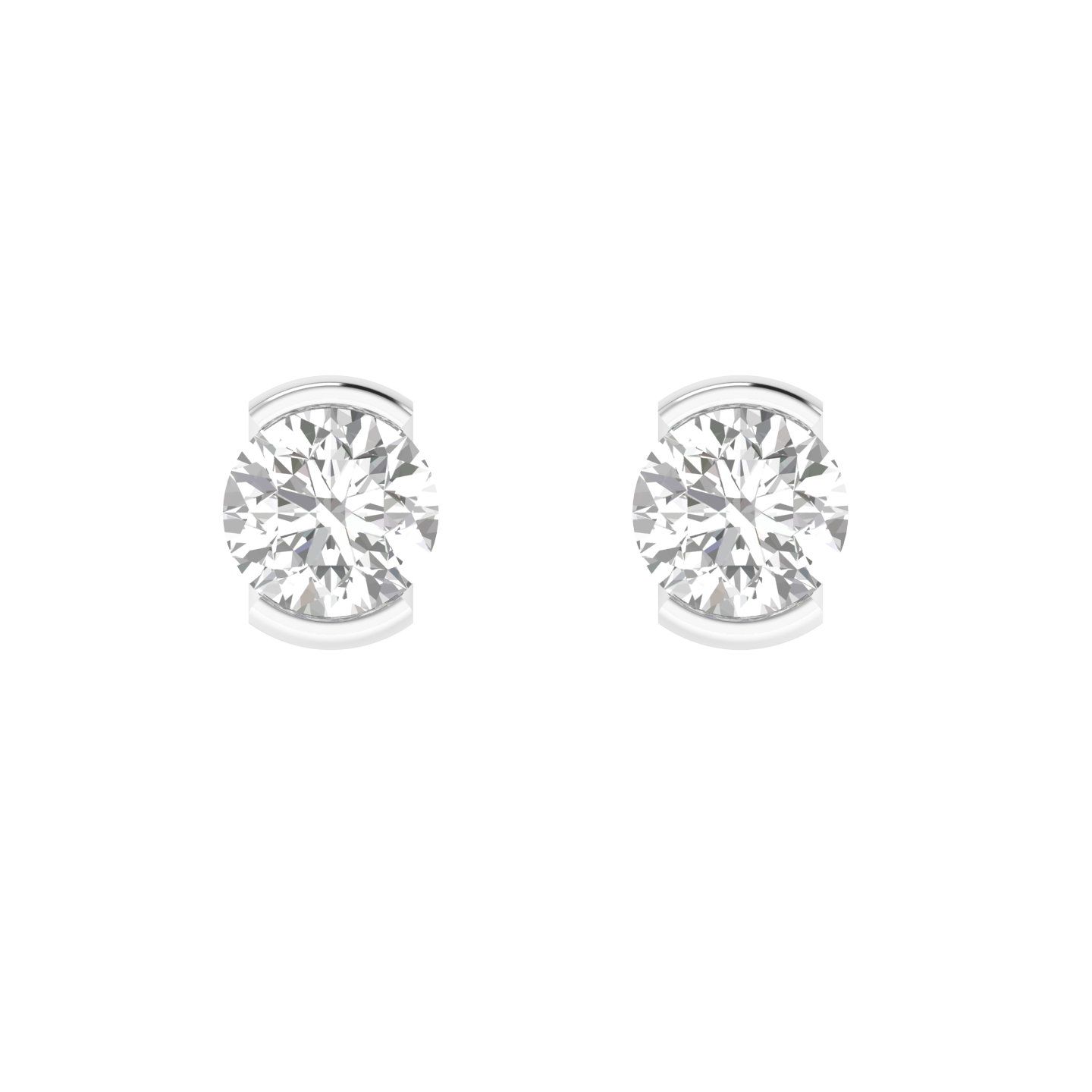 half bezel solitaire earrings - White
