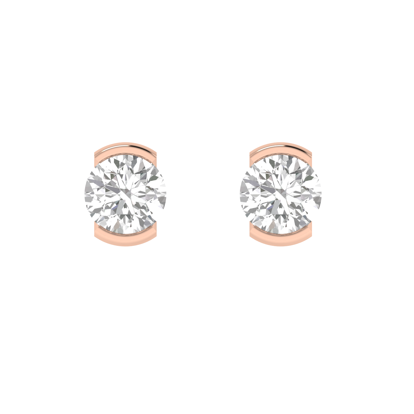 half bezel solitaire earrings - Rose