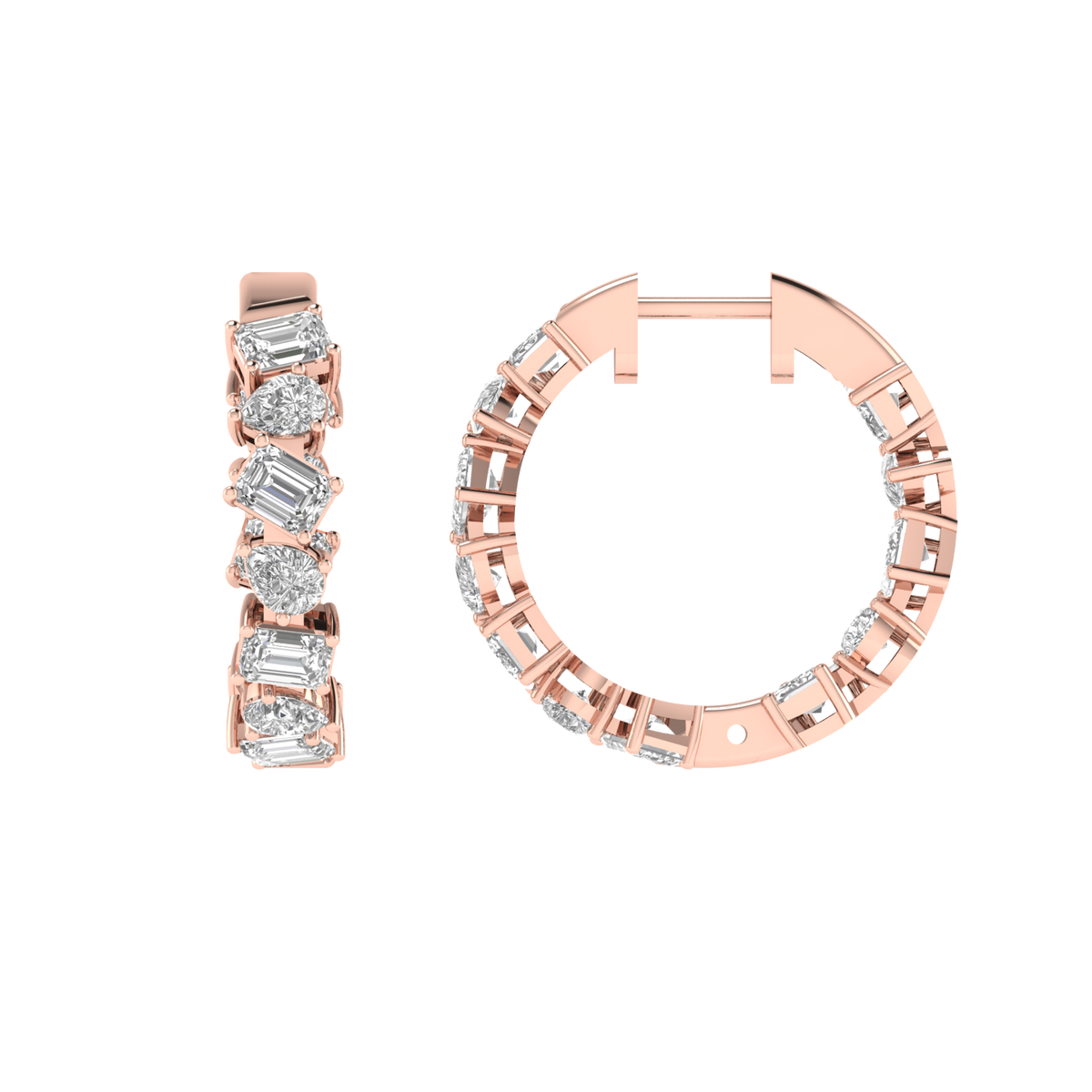 emerald pear inside out hoop earrings - Rose