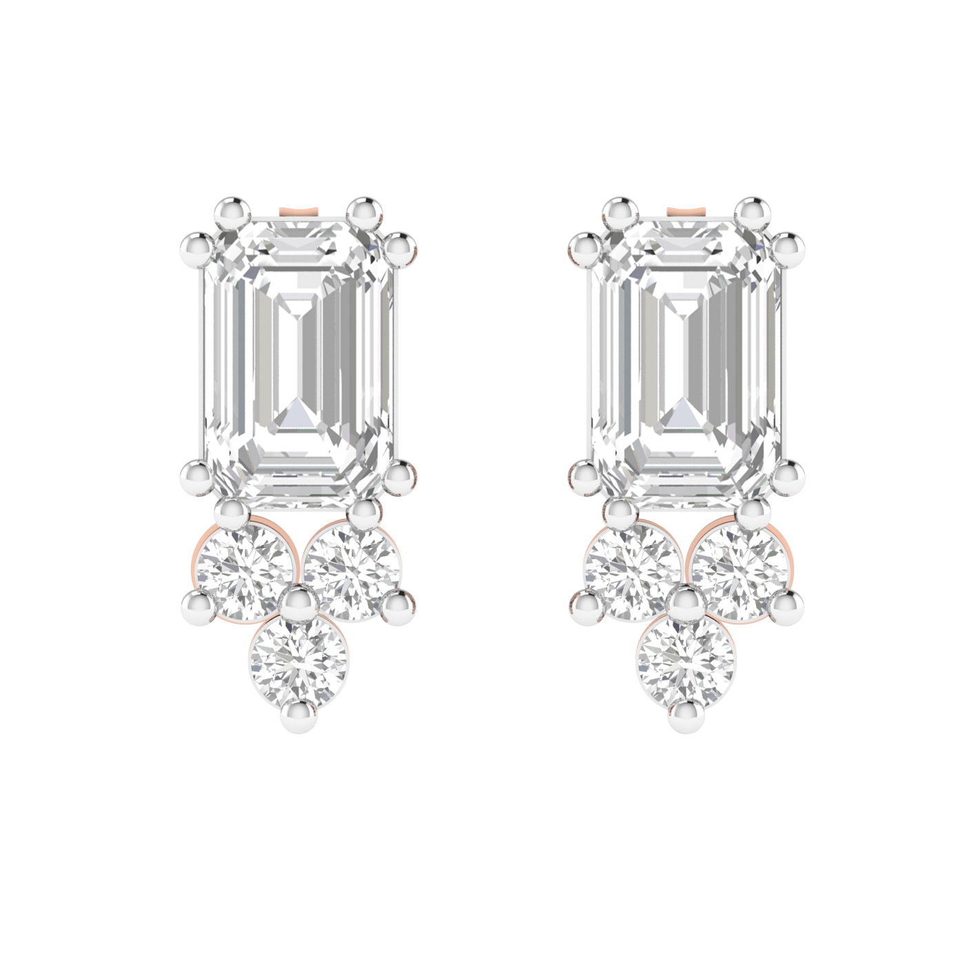 Emerald with small diamonds earrings - White