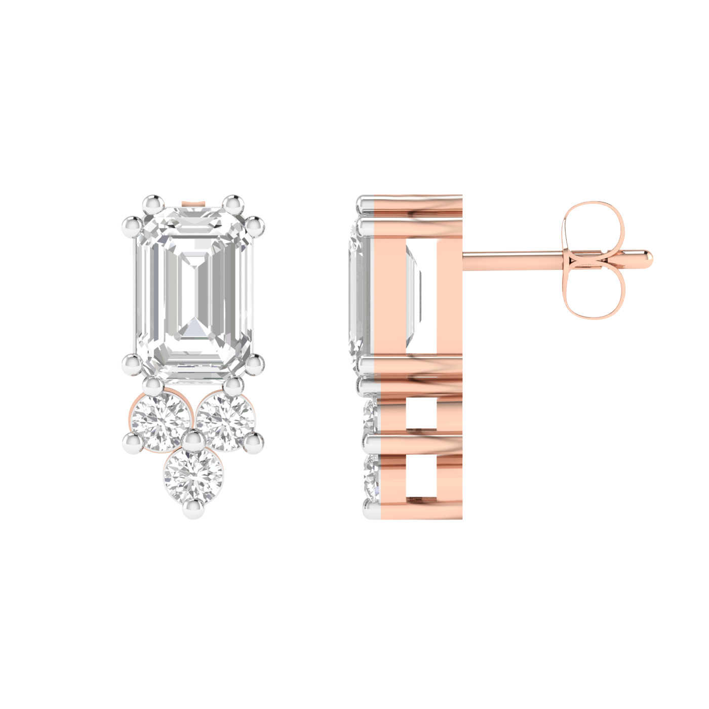Emerald with small diamonds earrings - Rose