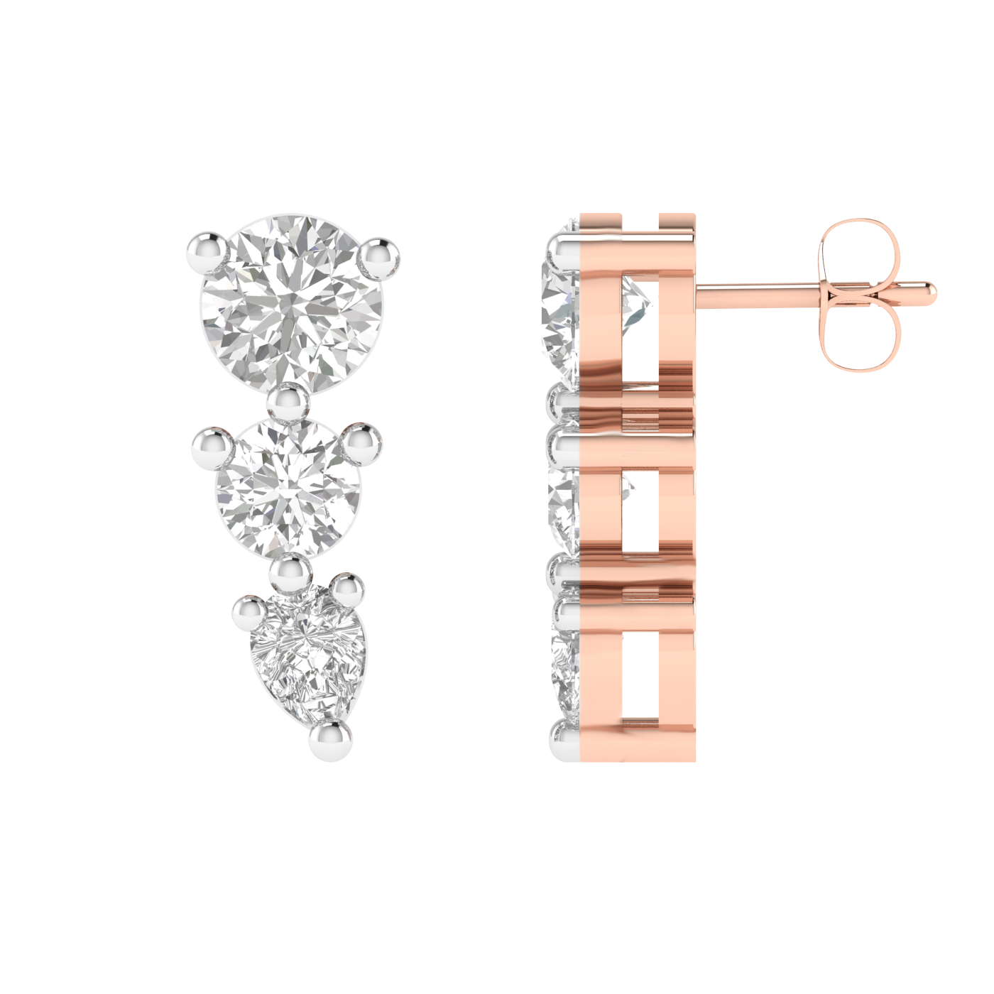 round and pear studd earrings - Rose