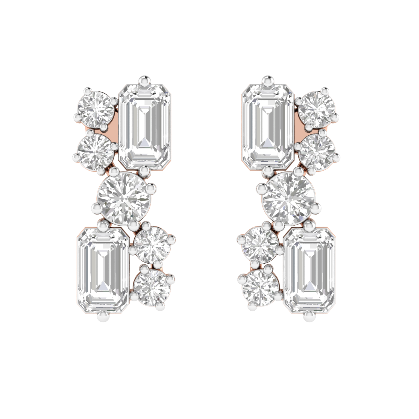 emerald round diamonds fancy earrings - Rose