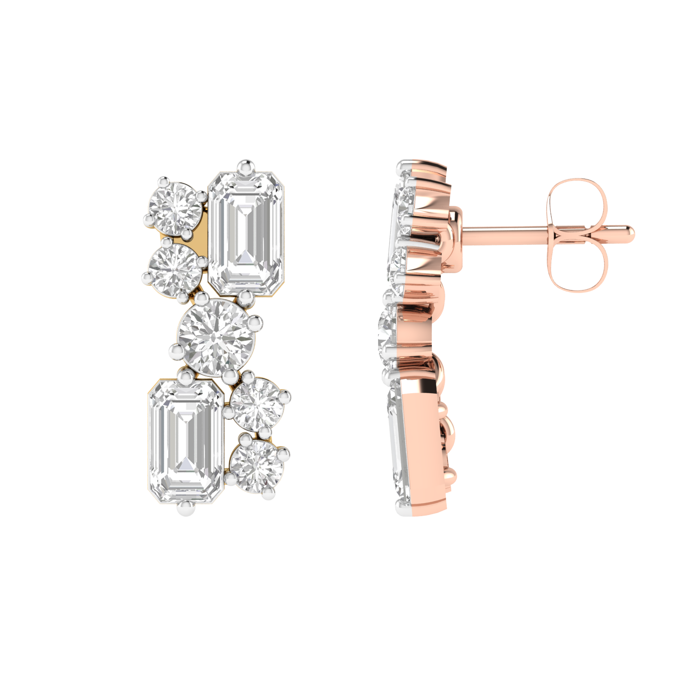 emerald round diamonds fancy earrings - Rose