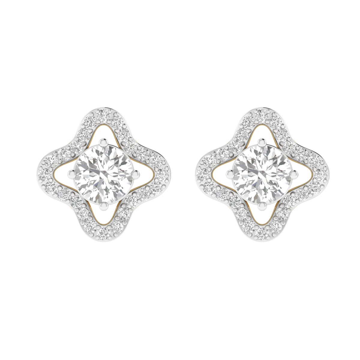 flower solitaire earrings - White