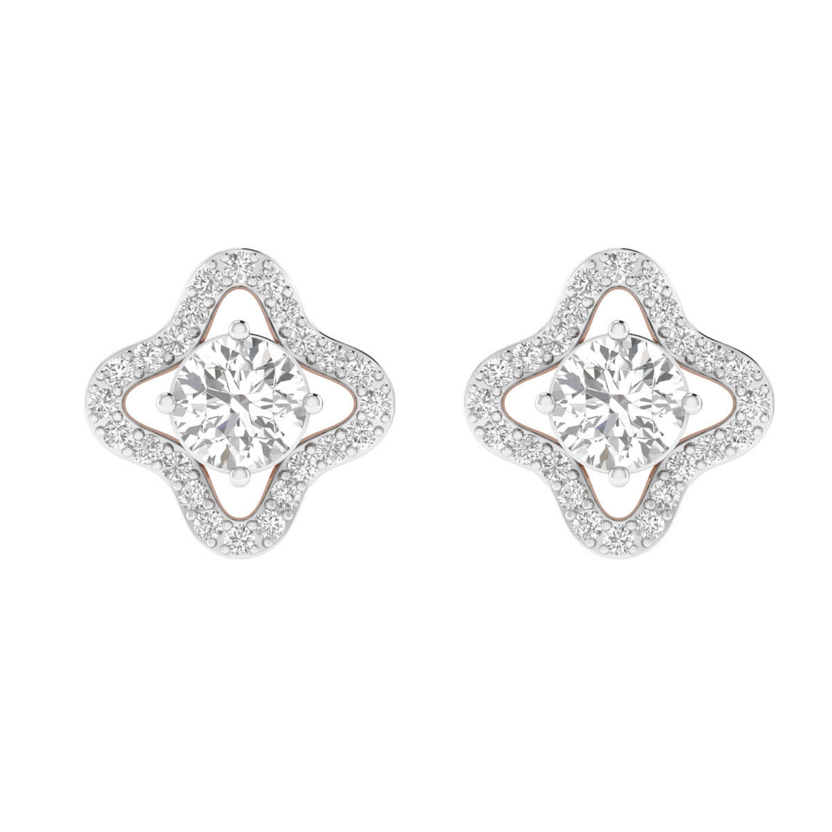 flower solitaire earrings - White