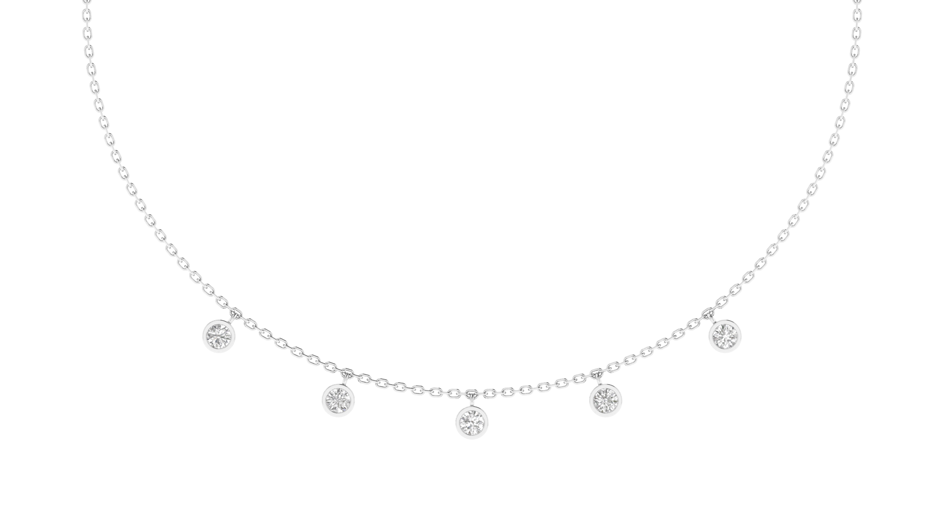 Lab Grown Single Solitaire Cahrm Necklace - White