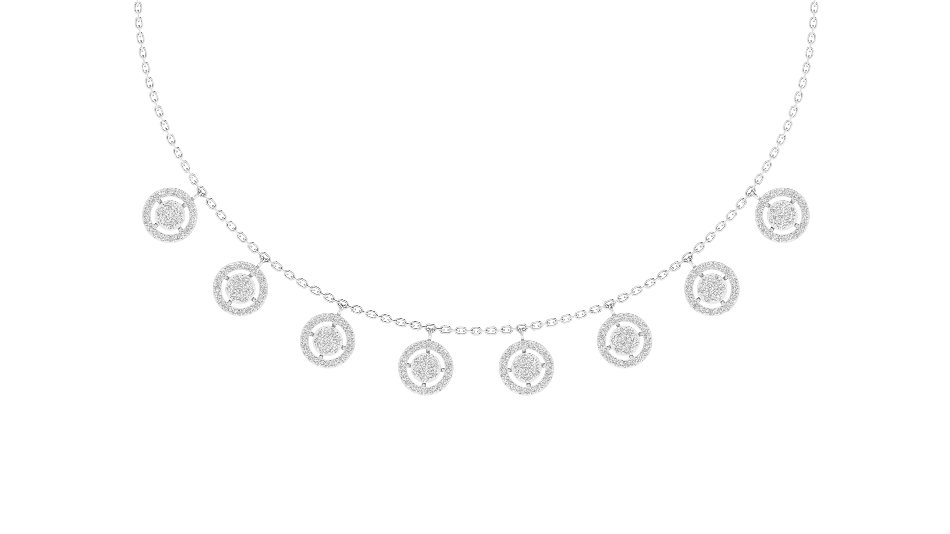 Lab Grown Small diamonds round charm necklace - White
