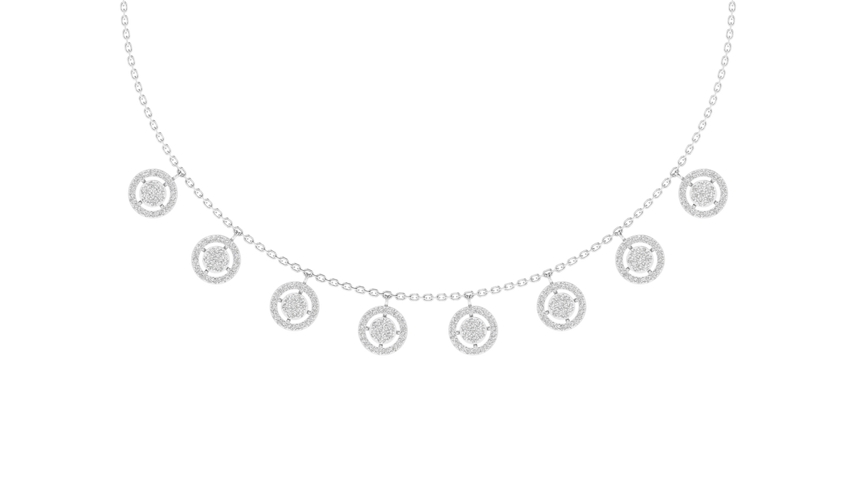 Lab Grown Small diamonds round charm necklace - White
