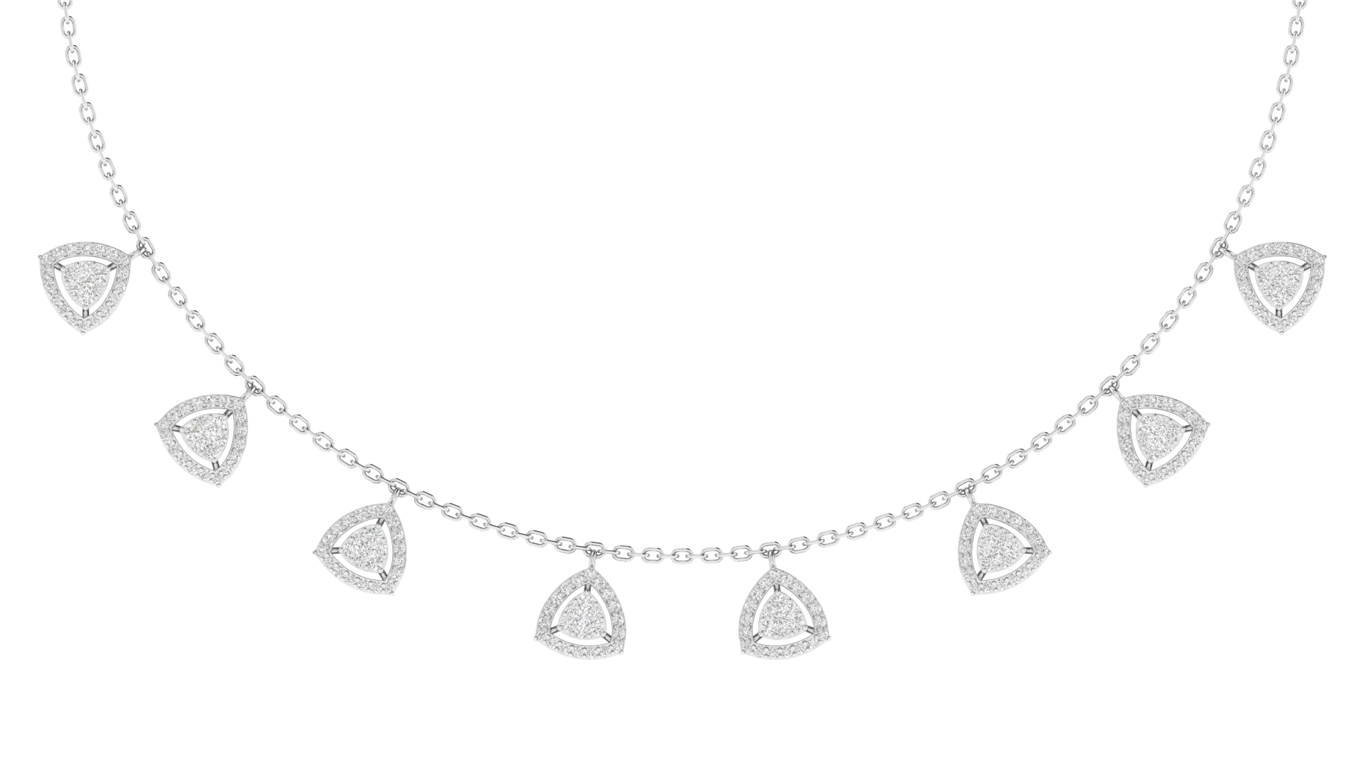 Lab Grown Small diamonds Triangle charm necklace - White
