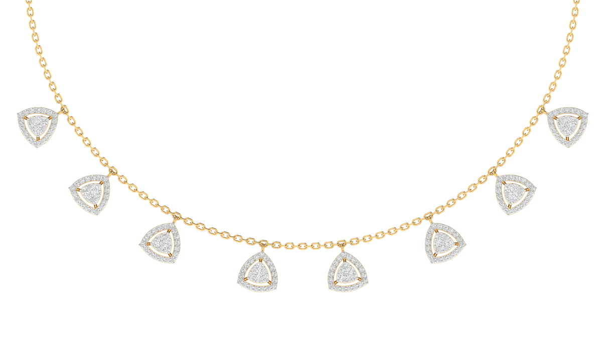 Lab Grown Small diamonds Triangle charm necklace - Gold