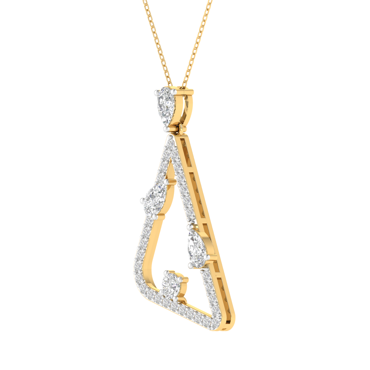 Lab Grown triangle with pear pendant
