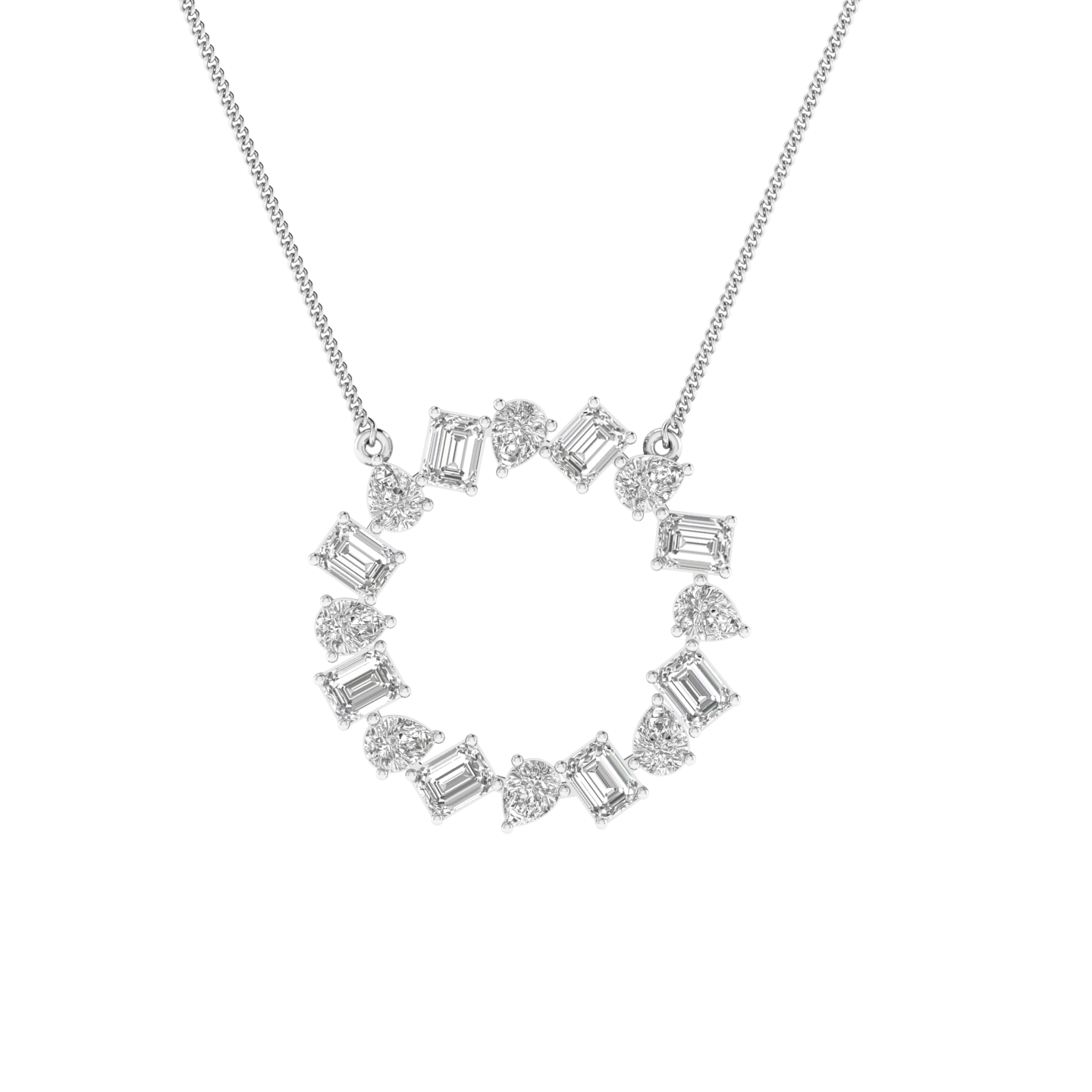 Lab Grown emerald pear pendant - White