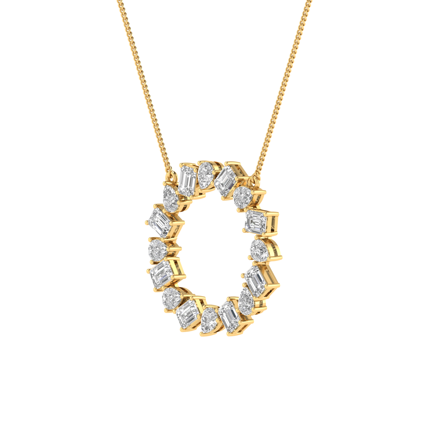 Lab Grown emerald pear pendant - Gold