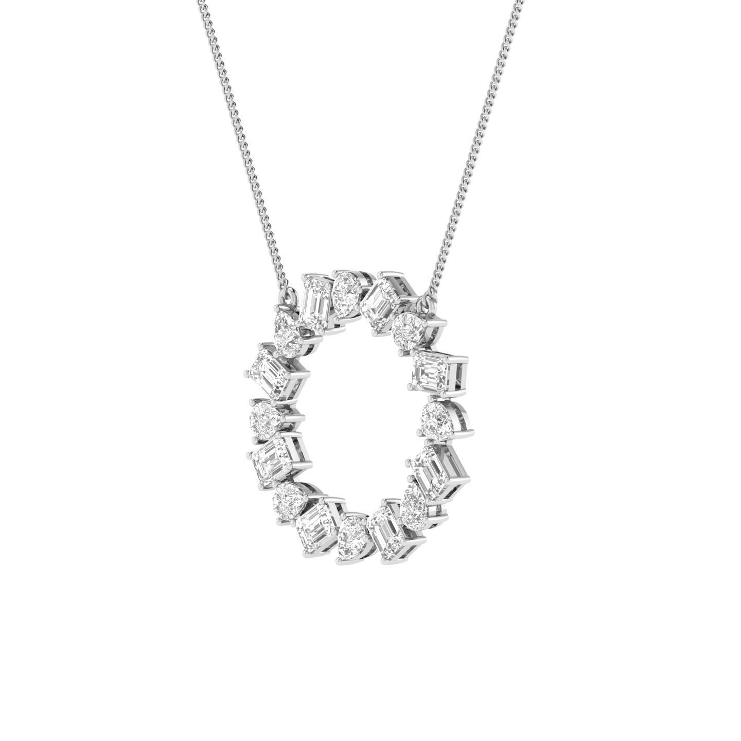 Lab Grown emerald pear pendant - White