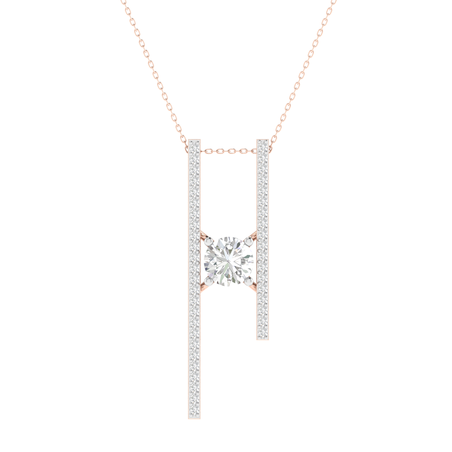 Lab Grown 1.50 carat heart solitaire pendant - Rose