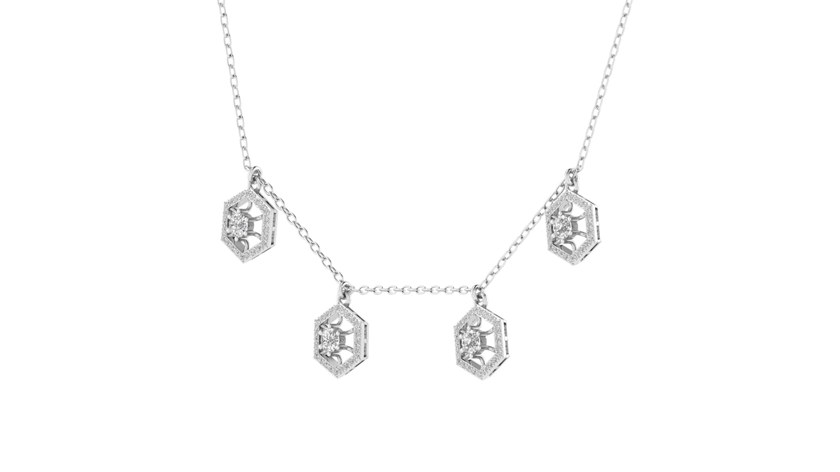 Lab Grown Hexagon shape charm Necklace - White