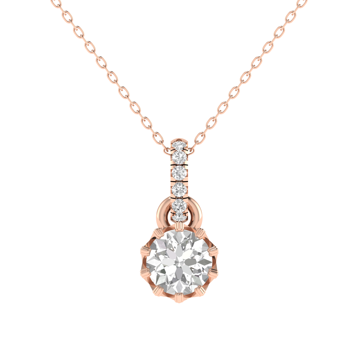 Lab Grown Crown setting pendant - Rose