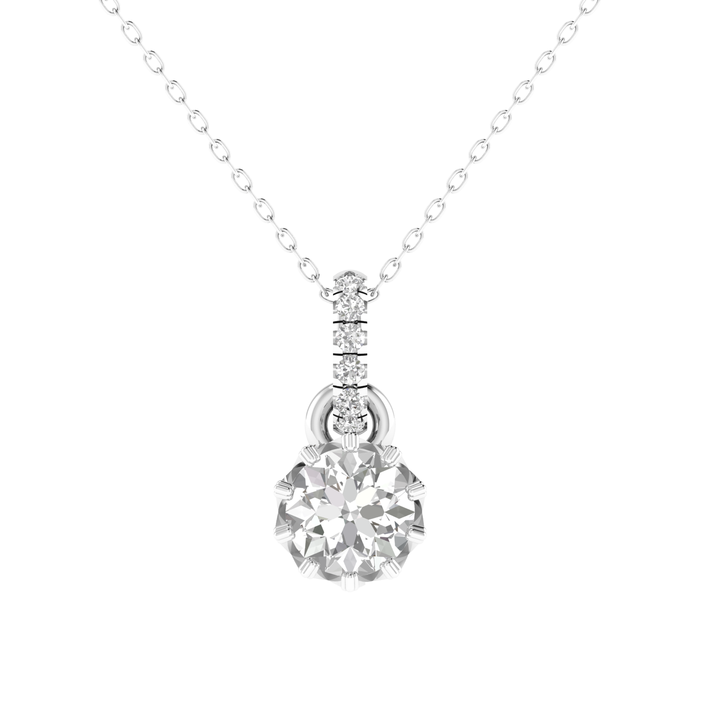Lab Grown Crown setting pendant - White