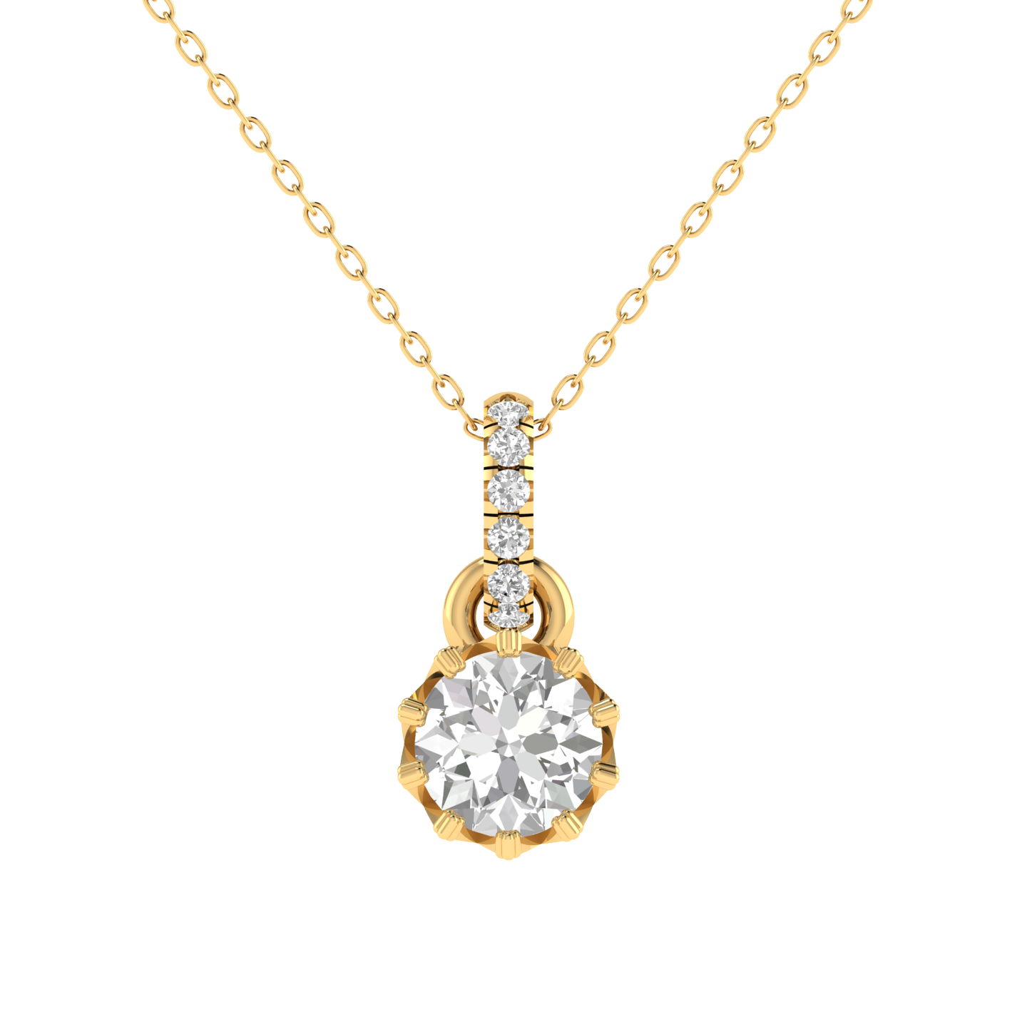 Lab Grown Crown setting pendant - Gold