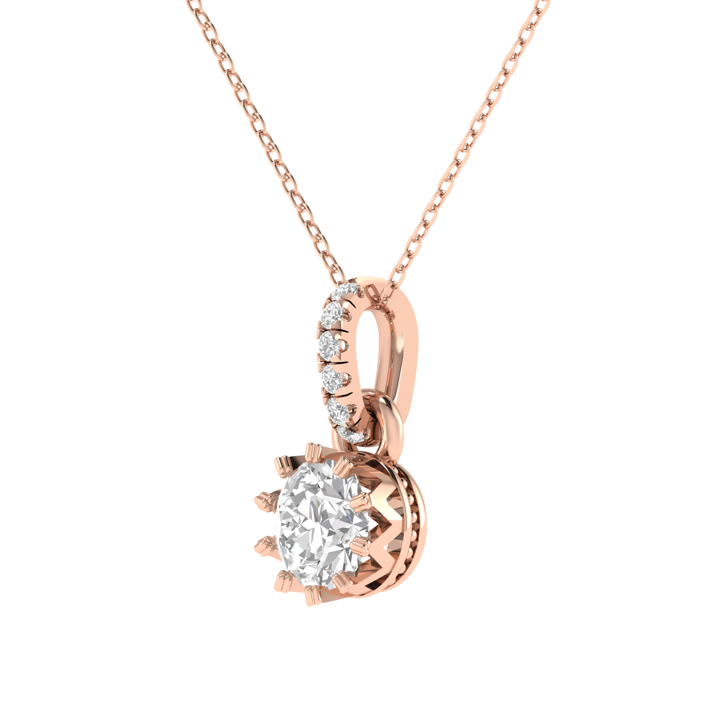 Lab Grown Crown setting pendant - Rose