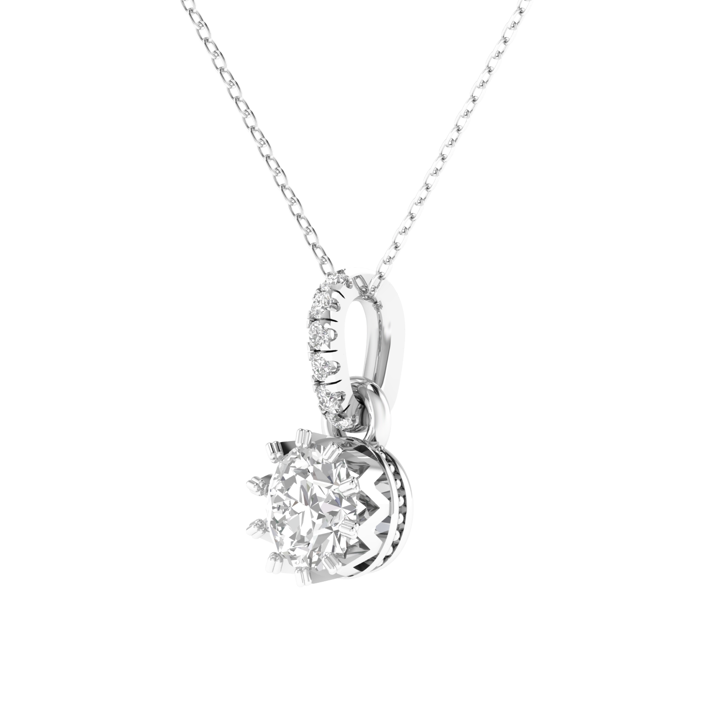 Lab Grown Crown setting pendant - White