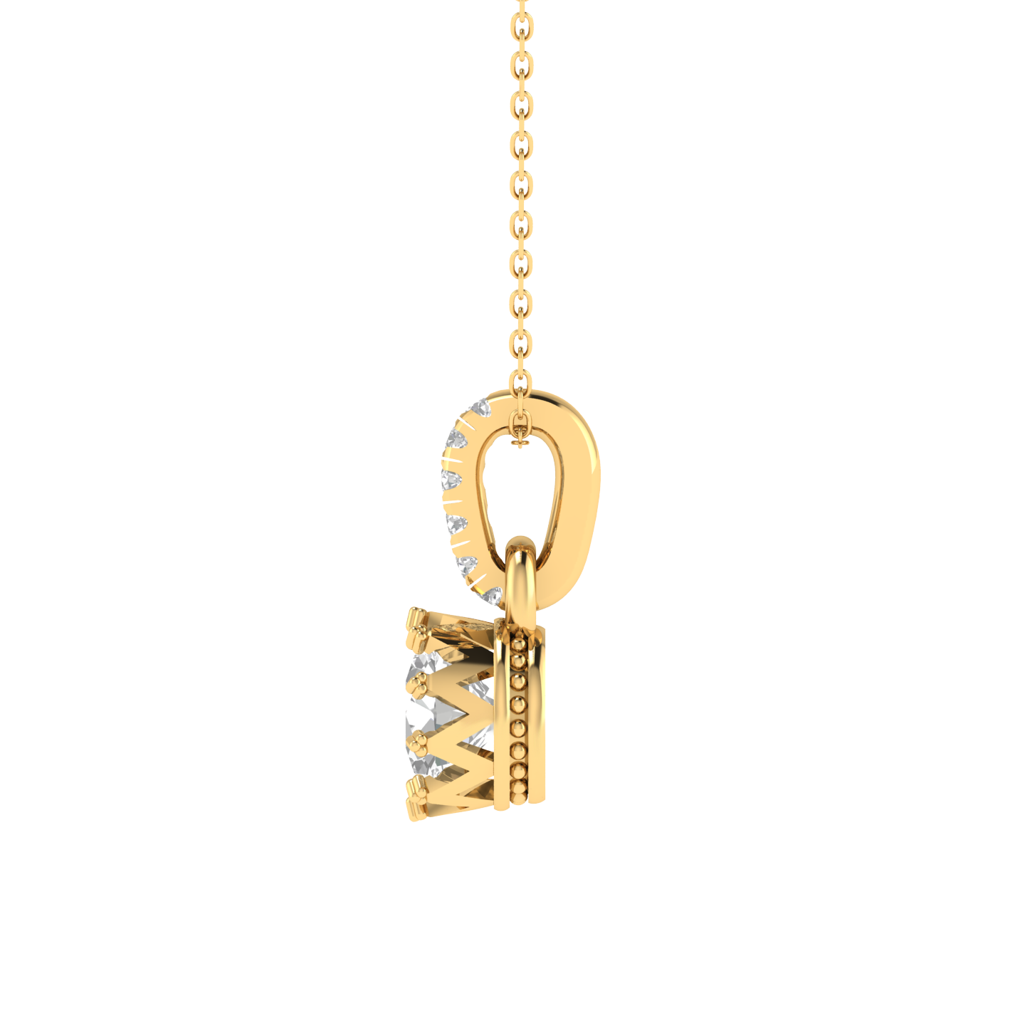Lab Grown Crown setting pendant - Gold