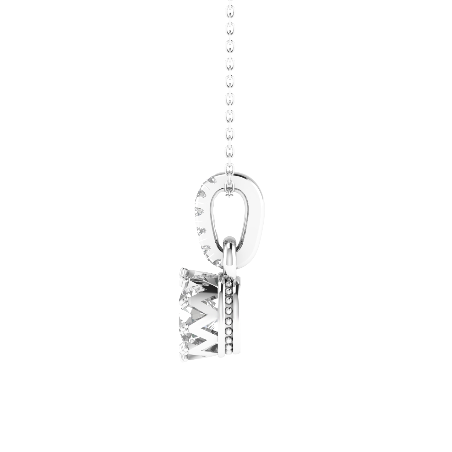 Lab Grown Crown setting pendant - White