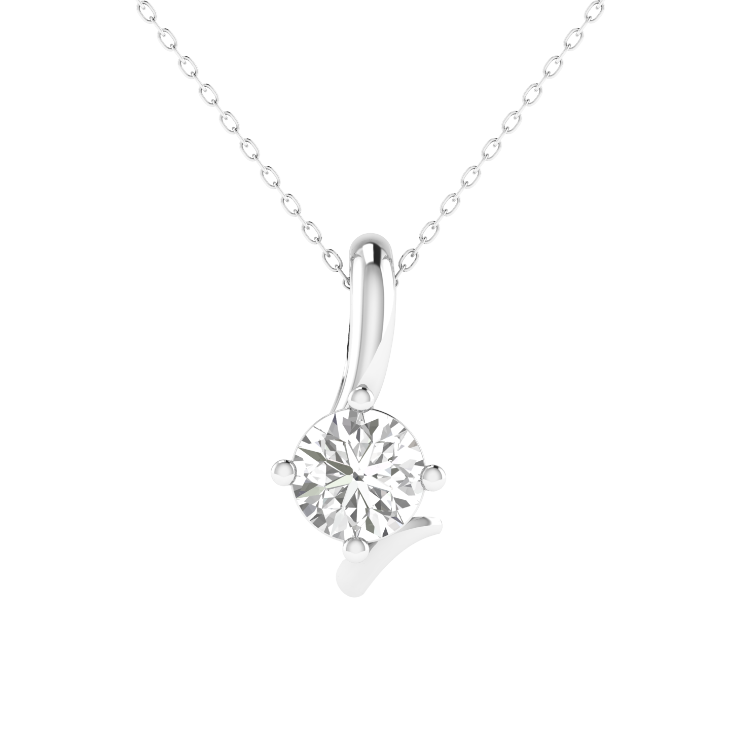 Lab Grown 70 pointer solitaire pendant - White
