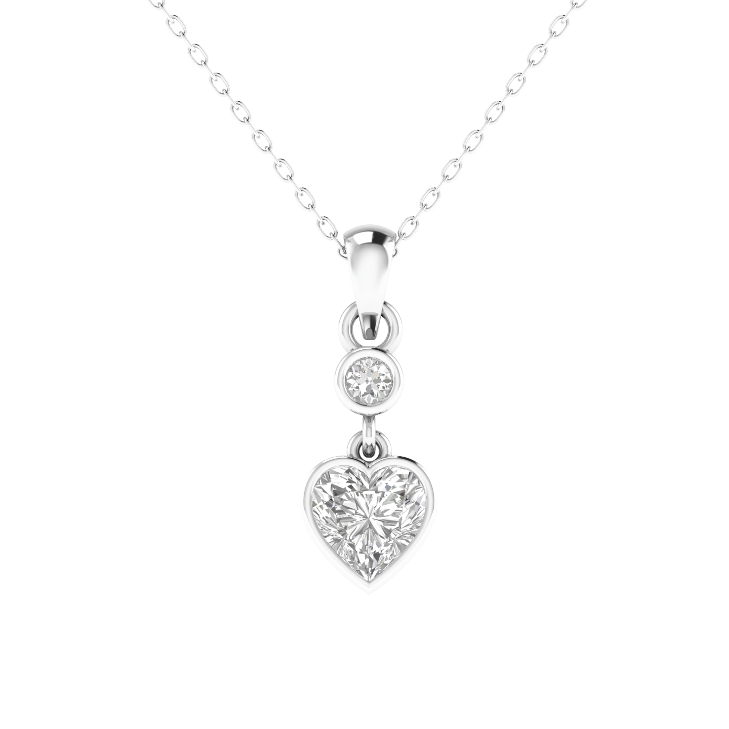 Lab Grown heart solitaire pendant - White
