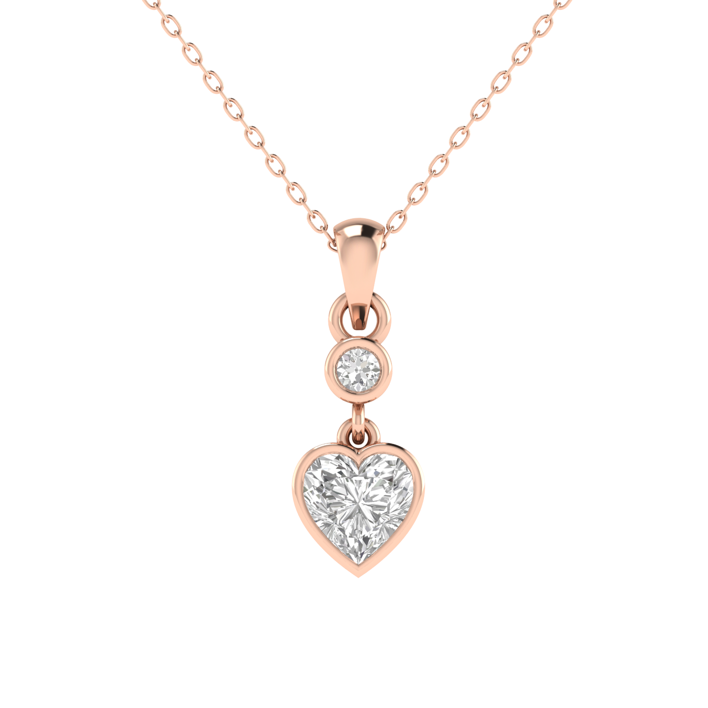 Lab Grown heart solitaire pendant - Rose